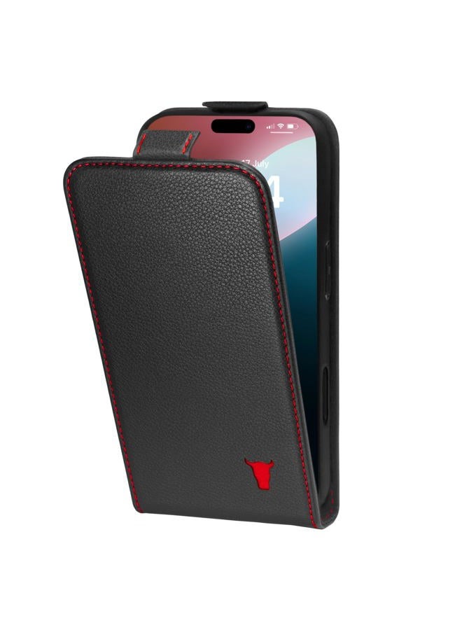 TORRO Flip Case Compatible with iPhone 16 Pro Max - Premium Leather Case with Card Slots (Compatible with Official MagSafe Chargers) - Black - Image 1