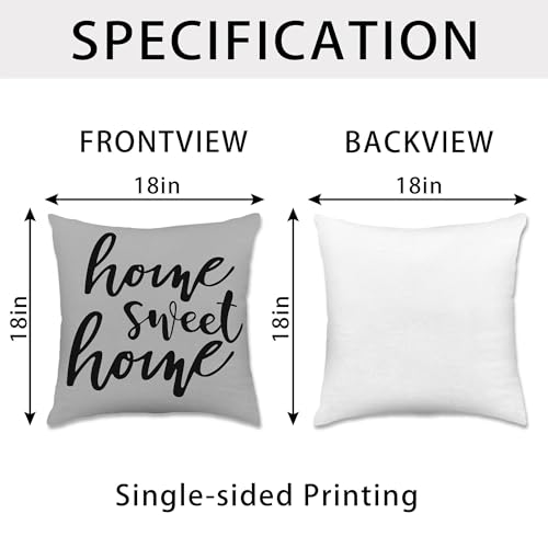 Hexagram Outdoor Throw Pillow Covers 18x18 Set of 4, Decorative Modern Boho Geometric Grey Pillow Covers, Home Sweet Home Farmhouse Cushion Case for Couch Sofa Indoor Bedroom Decor(No Insert) - Image 3