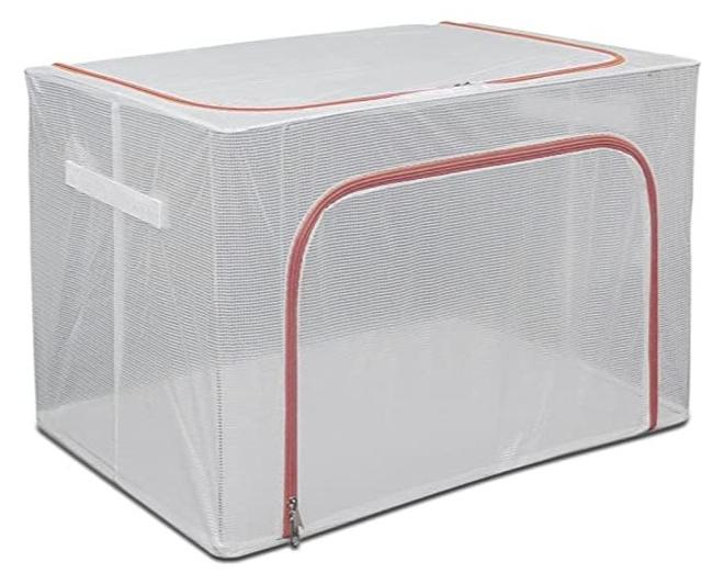 سبيس شوب صندوق تخزين شفاف قابل للطي للملابس بينك - Image 1