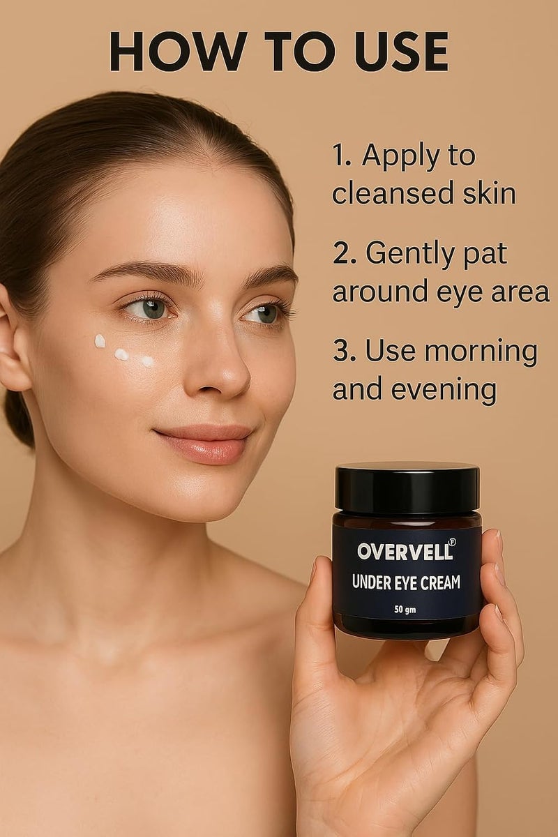 Overvell Under Eye Cream 50 gm Reduces Dark Circles Puffiness Fine Lines Refreshes Tired Eyes - Image 3