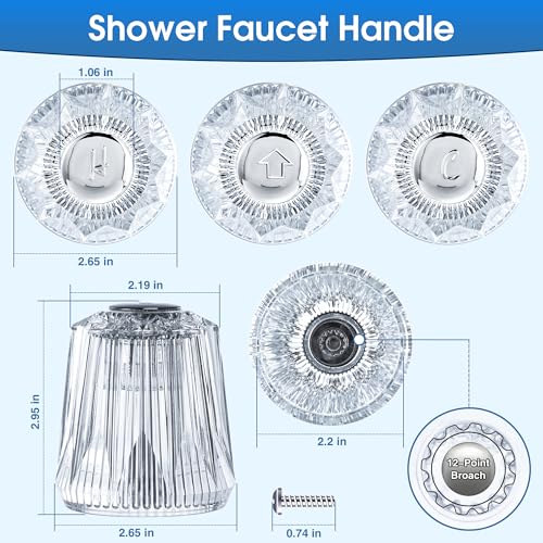 Enhon Shower Faucet Handle Replacement Set Compatible with PricePfister Tub and Shower Faucets Tub Spout Without Diverter and 3 Pieces Hot Cold and Diverter Knob ReplacementClassic Style - Image 3