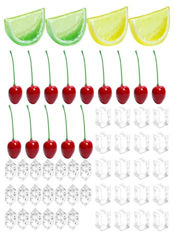 Gallipower 58Pcs Fake Fruit Ice Cubes,Artificial Fruits for Decoration,Faux Fruit Decor Realistic,Fake Lemon Slices Cherries Fruits with Ice Rocks for Tumblers Vase Decoration Bake Crafts - Image 1