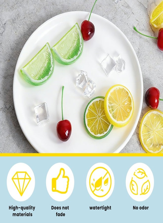 Gallipower 58Pcs Fake Fruit Ice Cubes,Artificial Fruits for Decoration,Faux Fruit Decor Realistic,Fake Lemon Slices Cherries Fruits with Ice Rocks for Tumblers Vase Decoration Bake Crafts - Image 3