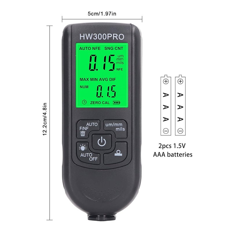 مقياس سمك الطلاء الأسود عالي الدقة لقياس عمق الطلاء على أسطح السيارات المعدنية - Image 4