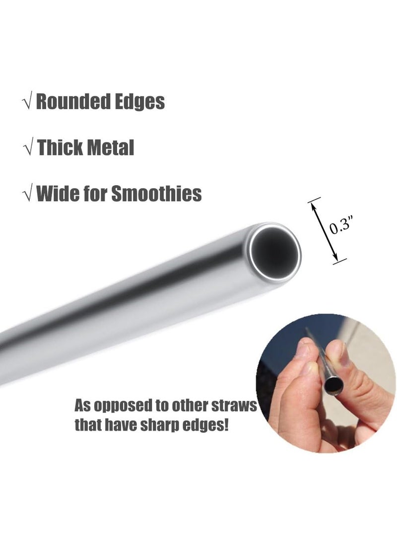 Kichwit Kichwit Extra Long Stainless Steel Straws Set of 8 Reusable Wide Straws for Smoothies 105 Inches Long 516 Wide Metal Drinking Straws 2 Cleaning Brushes Included  - Image 4