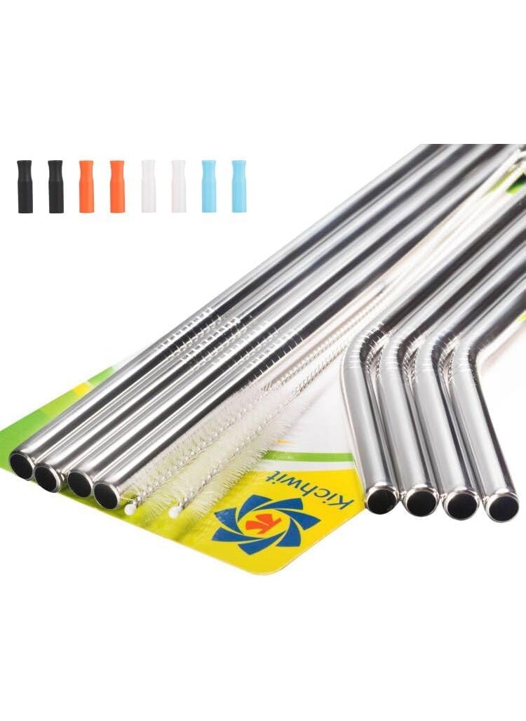 Kichwit Kichwit Extra Long Stainless Steel Straws Set of 8 Reusable Wide Straws for Smoothies 105 Inches Long 516 Wide Metal Drinking Straws 2 Cleaning Brushes Included  - Image 3