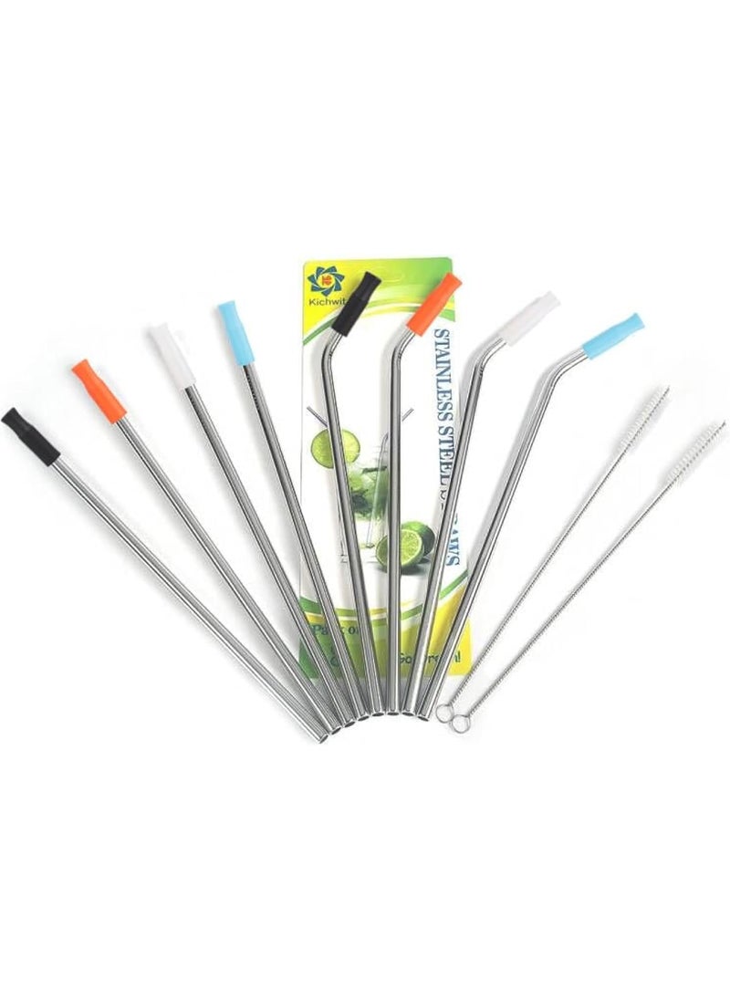 Kichwit Kichwit Extra Long Stainless Steel Straws Set of 8 Reusable Wide Straws for Smoothies 105 Inches Long 516 Wide Metal Drinking Straws 2 Cleaning Brushes Included  - Image 1