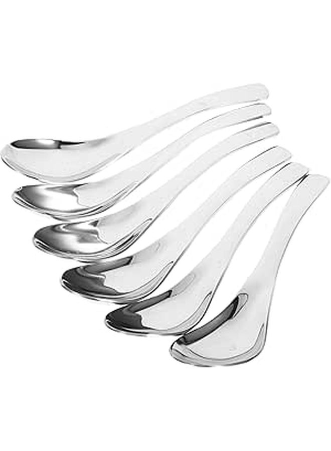 304 Stainless Steel Soup Spoons Set 6PCS 6 7 Inch Thickened Silverware for Dinner Dessert Coffee Milk - Image 1