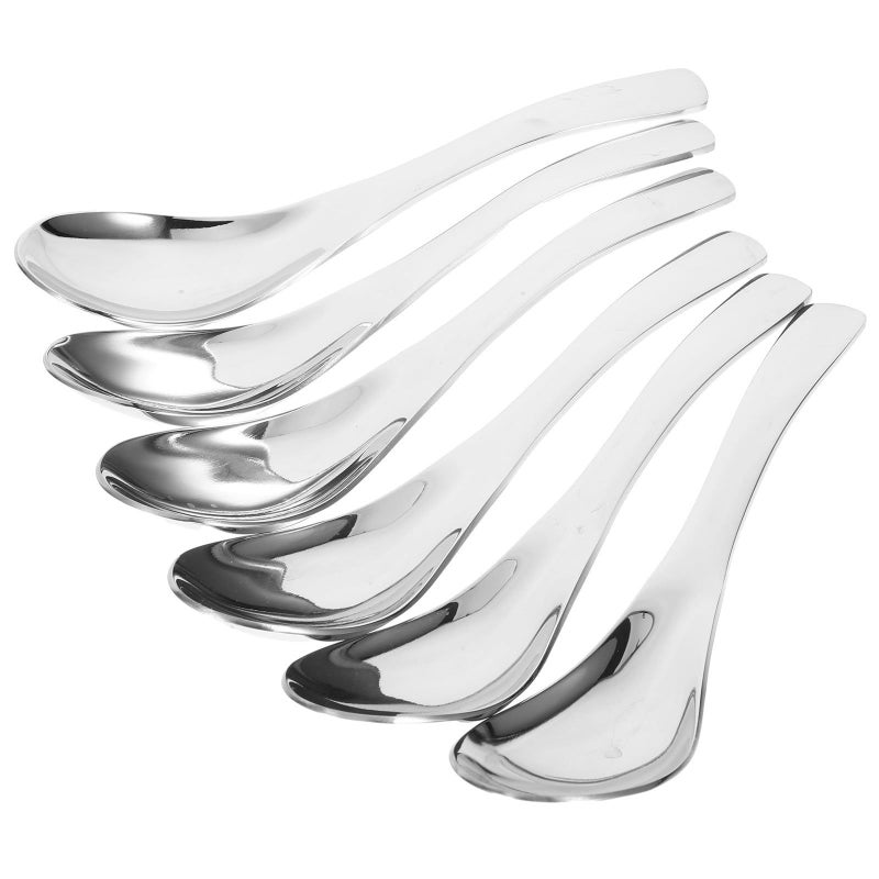 304 Stainless Steel Soup Spoons Set 6PCS 6 7 Inch Thickened Silverware for Dinner Dessert Coffee Milk - Image 2