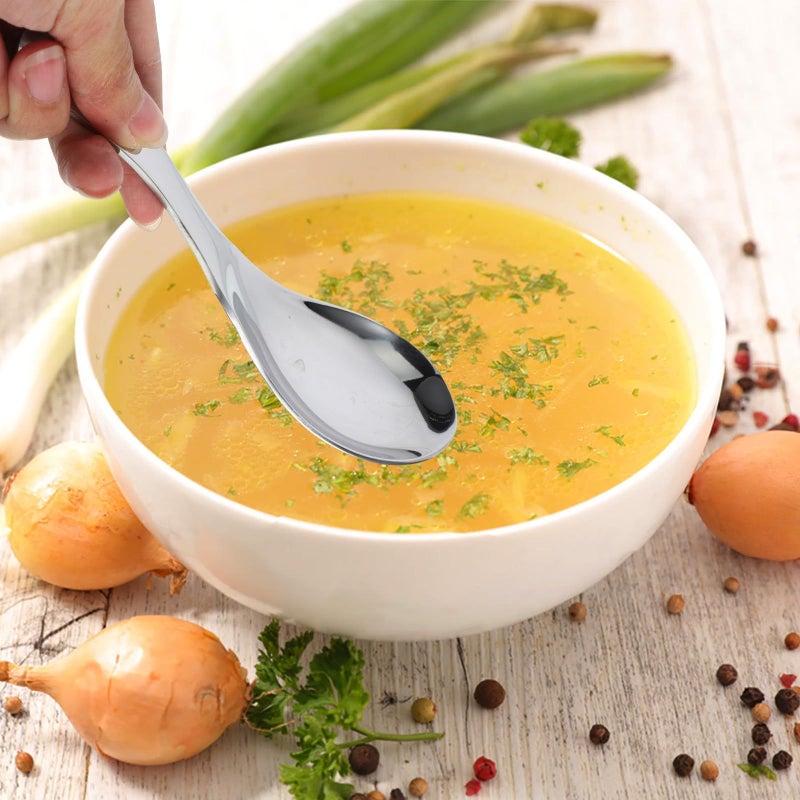 304 Stainless Steel Soup Spoons Set 6PCS 6 7 Inch Thickened Silverware for Dinner Dessert Coffee Milk - Image 4