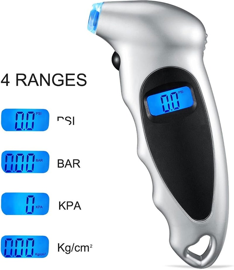 HASTHIP Tire Pressure Gauge,Digital Tire Pressure Gauge,150 PSI 4 Setting,Tyre Air Pressure Gauge Tester Tool w/light,with Digital Display,Simple And Accurate Reading,for Cars,Bikes,Trucks,Motorbikes - Image 2