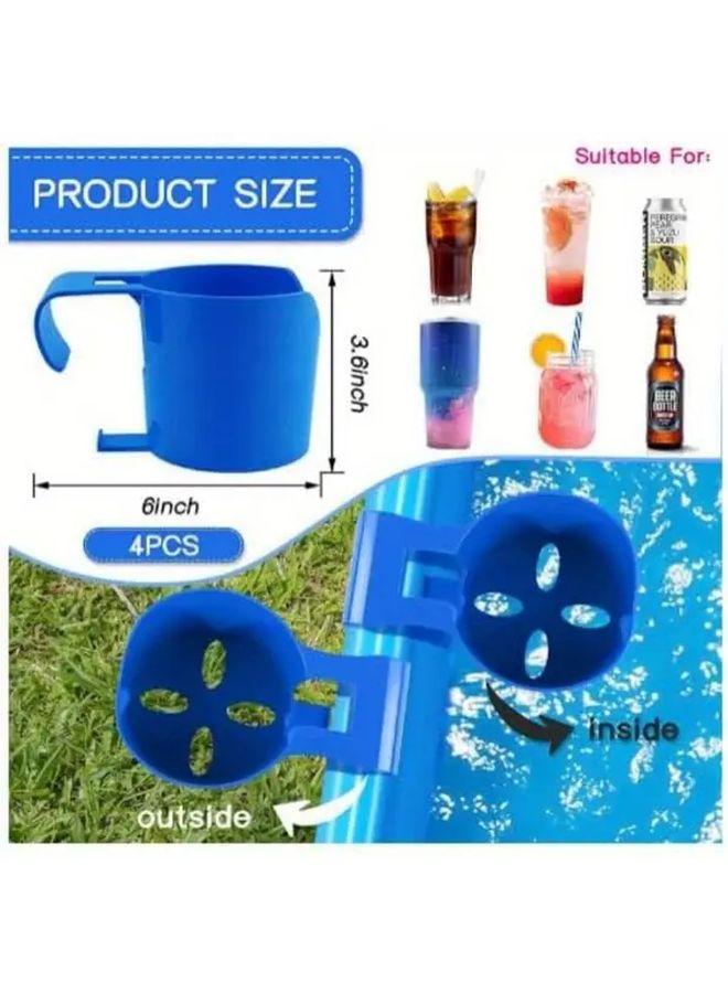 Blue Poolside Cup Holders Set Of Two ABS Storage For Phones And Drinks - Image 4