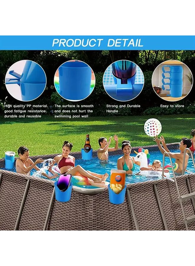 Blue Poolside Cup Holders Set Of Two ABS Storage For Phones And Drinks - Image 3