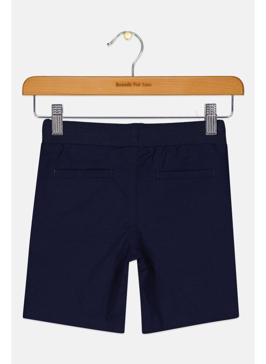 Andy & Evan Kids Boy Textured Drawstring Short, Navy  - Image 2
