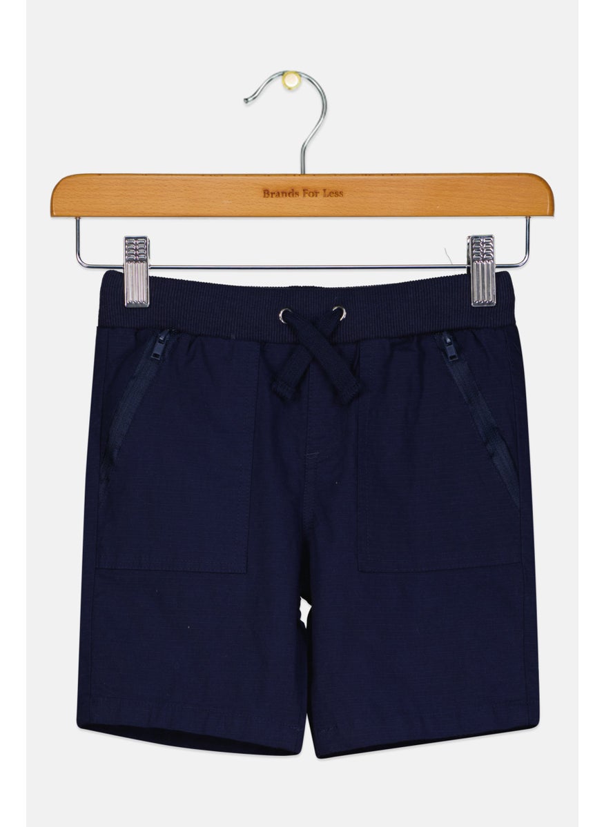 Andy & Evan Kids Boy Textured Drawstring Short, Navy  - Image 1