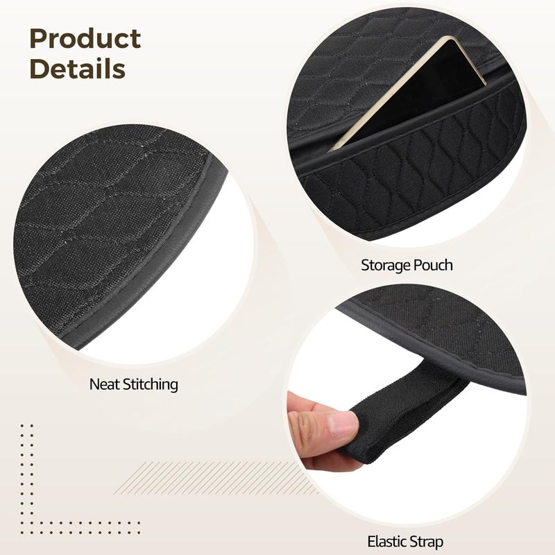 Trendy flexible practical build 3 Pcs Non-Slip Linen Car Seat Covers, Easy Install for Front & Rear Seats, Black with Design Small apartment fit - Image 2