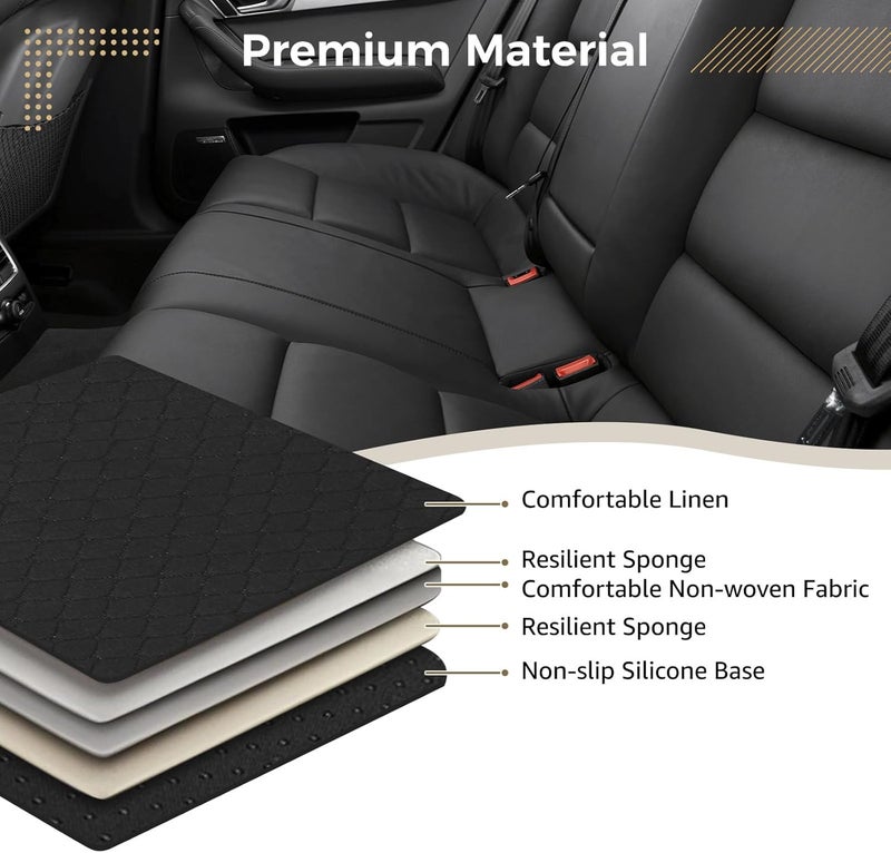 Trendy flexible practical build 3 Pcs Non-Slip Linen Car Seat Covers, Easy Install for Front & Rear Seats, Black with Design Small apartment fit - Image 5