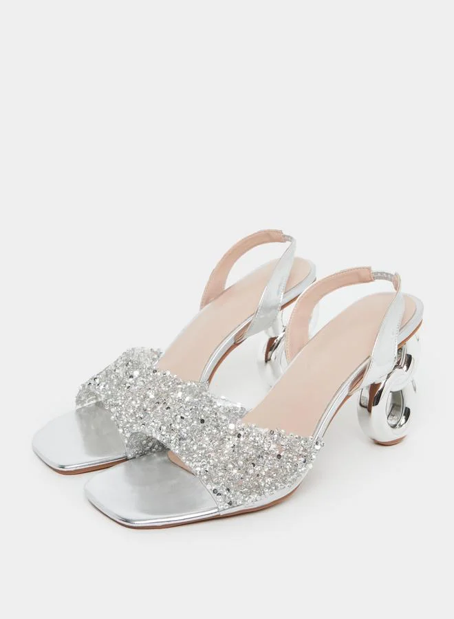 تايك تو Take Two Rhinestone Embellished Strap Heel Sandals