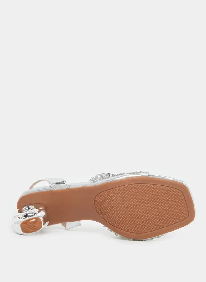 Take Two Take Two Rhinestone Embellished Strap Heel Sandals