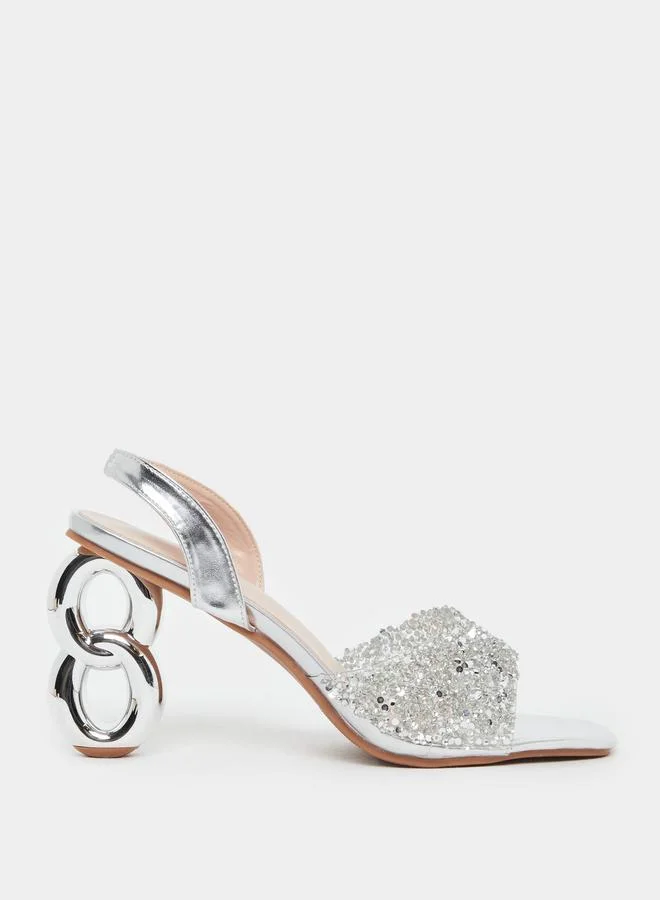 تايك تو Take Two Rhinestone Embellished Strap Heel Sandals