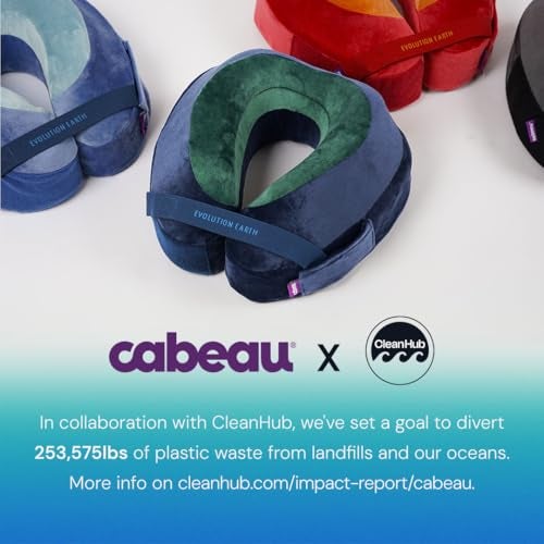 Cabeau Softest Neck Pillow Ever for Travel Evolution Earth Deluxe 360 Head Neck and Chin Support for Sleeping Sustainable Memory Foam Removable Washable Cover with Compact Carrying Case Wind - Image 3