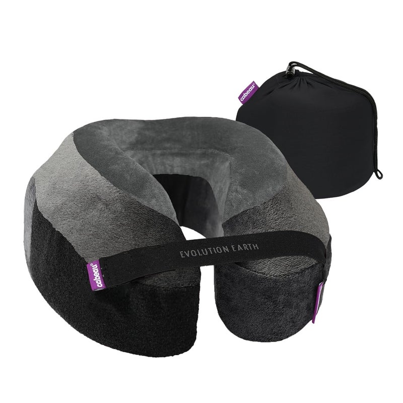 Cabeau Softest Neck Pillow Ever for Travel Evolution Earth Deluxe 360 Head Neck and Chin Support for Sleeping Sustainable Memory Foam Removable Washable Cover with Compact Carrying Case Wind - Image 2