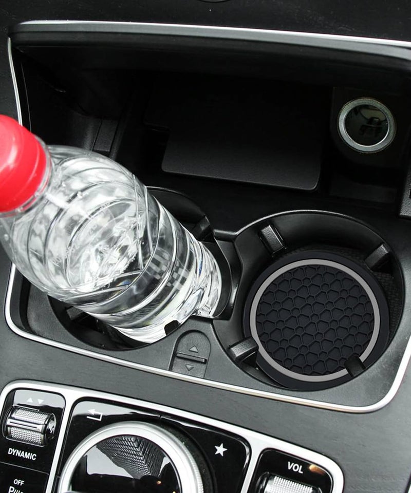 UBOG 4PCS Car Coasters,Car Accessories Car Cup Coasters,Car Accessories Interior,2.75 Inch Car Coasters for Cup Holders,Universal Non-Slip Car Cup Holder Coaster for Most Vehicle Truck (Black&Gray) - Image 5