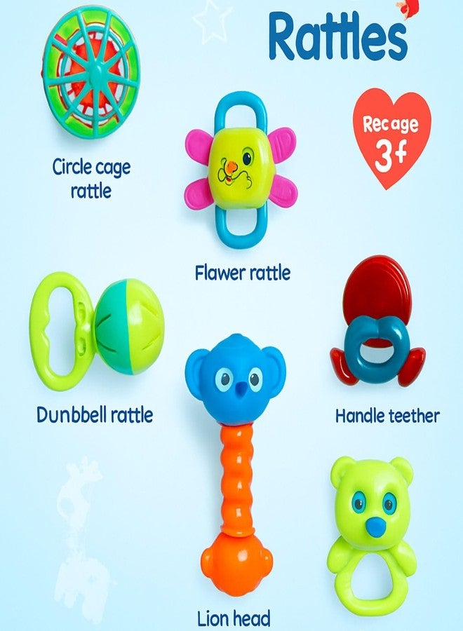 Trinanta Ventures Baby Kinder Rattle Set for Babies - Colourful Rattles with 8 Pcs, Non-Toxic, Infant Grab, New Baby Born Rattle Set, Early Educational Sensory Toy, 0-6 Months Old Baby, 100% BPA Free - Image 5