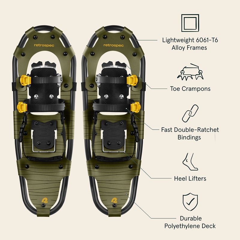 Retrospec Drifter Snowshoes for Women & Men - Lightweight Aluminum Frame Snow Shoes with Double Ratchet Binding System, Heel Lifts & Carry Bag for All Terrain Hiking & Winter Sports - Image 3