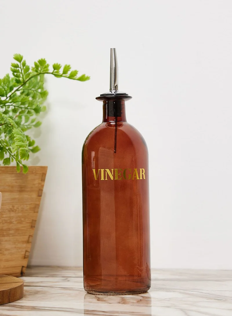 Noire Edit 20Cm Glass Storage Bottle 'Vinegar' - Vintage Amber Gold
