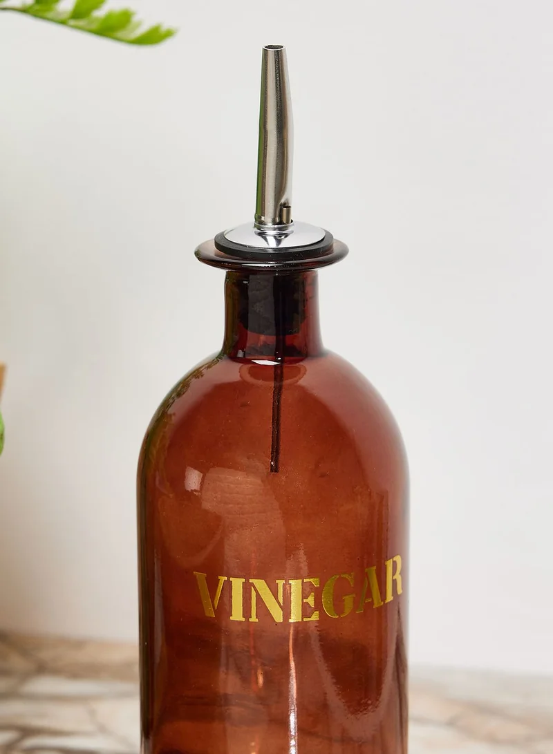 Noire Edit 20Cm Glass Storage Bottle 'Vinegar' - Vintage Amber Gold