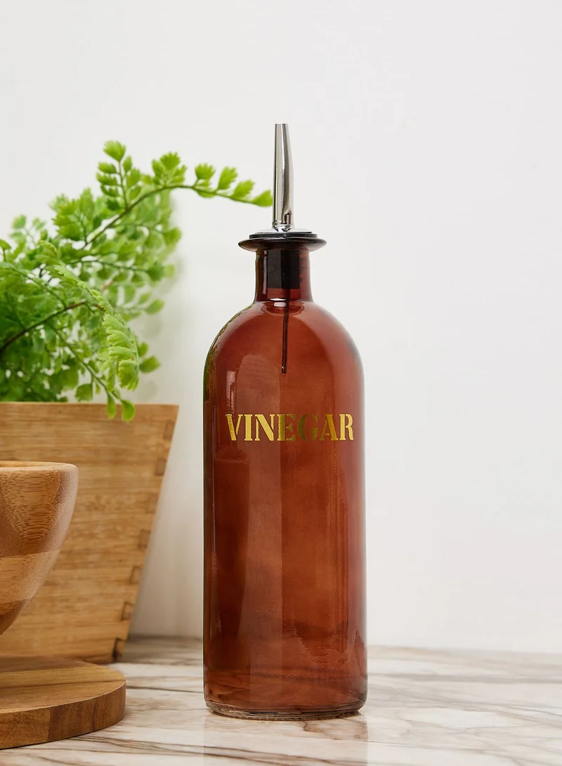 Noire Edit 20Cm Glass Storage Bottle 'Vinegar' - Vintage Amber Gold
