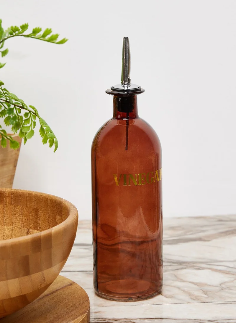 Noire Edit 20Cm Glass Storage Bottle 'Vinegar' - Vintage Amber Gold