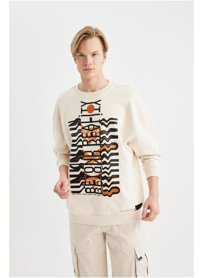 DeFacto - Man Oversize Fit Crew Neck Long Sleeve Knitted Sweat Shirt - Image 1