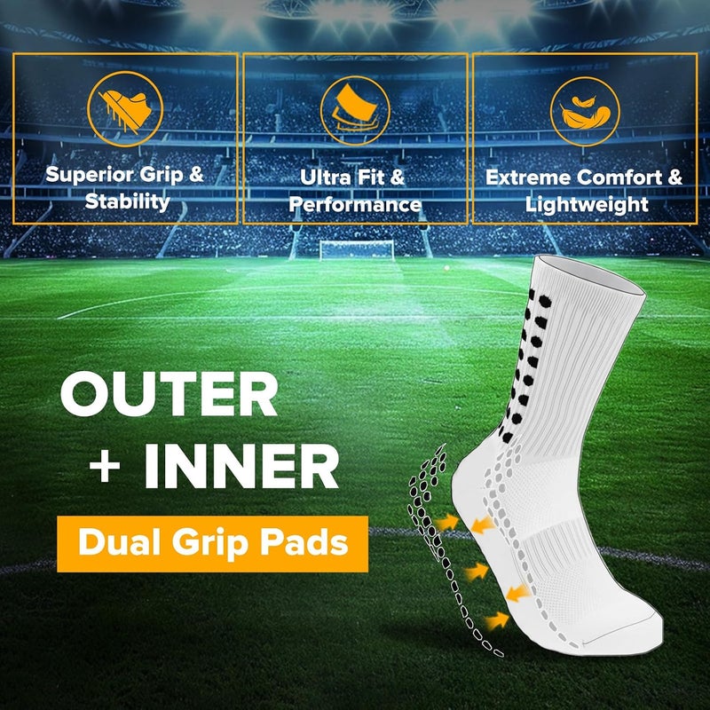 Yufree Men's Soccer Socks Anti Slip Non Slip Grip Pads for Football Basketball Sports Grip Socks, 4 Pair - Image 3