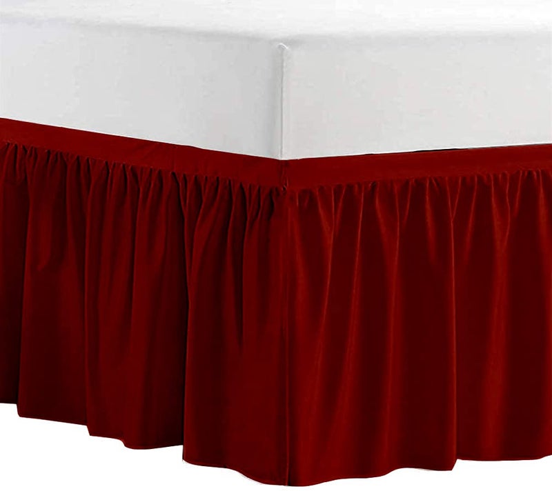 Yarns of Cotton Dorm Room Bed Skirt - College Dorm Bed Skirt - Long Bed Skirt Dorm - Extra Long Dorm Room Bed Skirt - Elegant Design Brushed Microfiber - 1000 Series Bedskirts - Twin-XL - 36"" Drop  Burgundy - Image 2