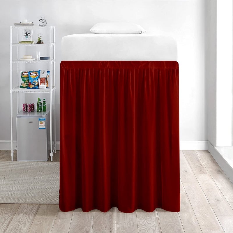 Yarns of Cotton Dorm Room Bed Skirt - College Dorm Bed Skirt - Long Bed Skirt Dorm - Extra Long Dorm Room Bed Skirt - Elegant Design Brushed Microfiber - 1000 Series Bedskirts - Twin-XL - 36"" Drop  Burgundy - Image 3