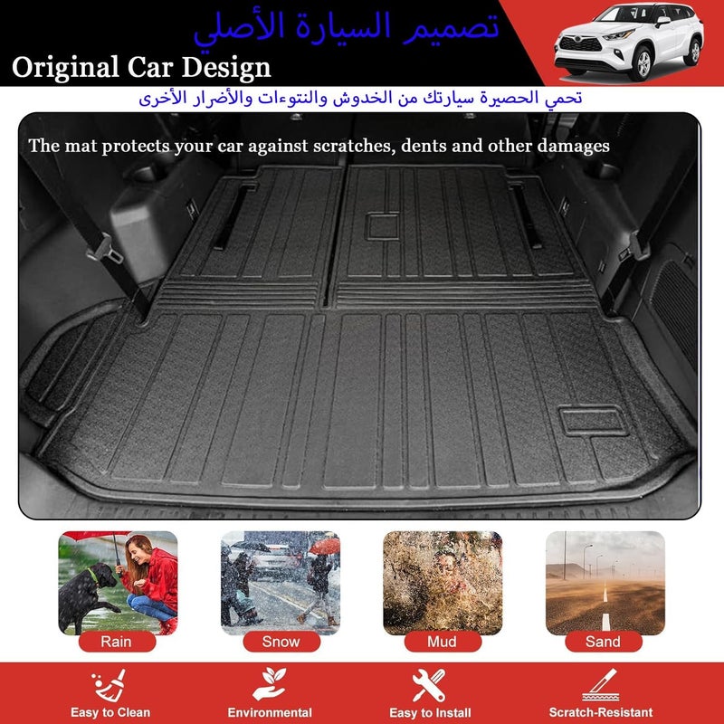 Delehehe Cargo Liner - Trunk Mat for Toyota Highlander 2020-2025 Accessories,Custom Fit Car Trunk Mat,All Weather Cargo Mat for Toyota Highlander Accessories,100% Protection TPE - Easy-to-Wash - Image 3