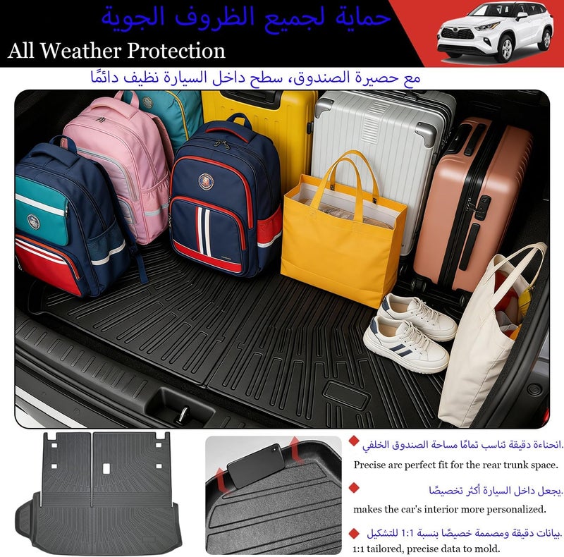 Delehehe Cargo Liner - Trunk Mat for Toyota Highlander 2020-2025 Accessories,Custom Fit Car Trunk Mat,All Weather Cargo Mat for Toyota Highlander Accessories,100% Protection TPE - Easy-to-Wash - Image 4