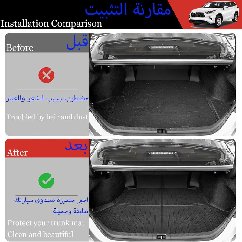 Delehehe Cargo Liner - Trunk Mat for Toyota Highlander 2020-2025 Accessories,Custom Fit Car Trunk Mat,All Weather Cargo Mat for Toyota Highlander Accessories,100% Protection TPE - Easy-to-Wash - Image 2