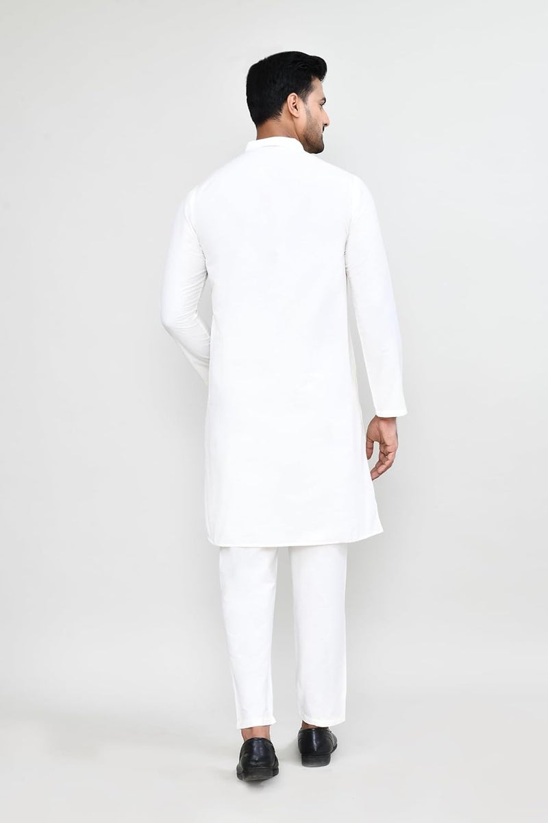 Polyfab Hathkargha Men's Cotton Regular Fit Kurta Pyjama Set with Mandarin Collar & Full Sleeves - Image 2