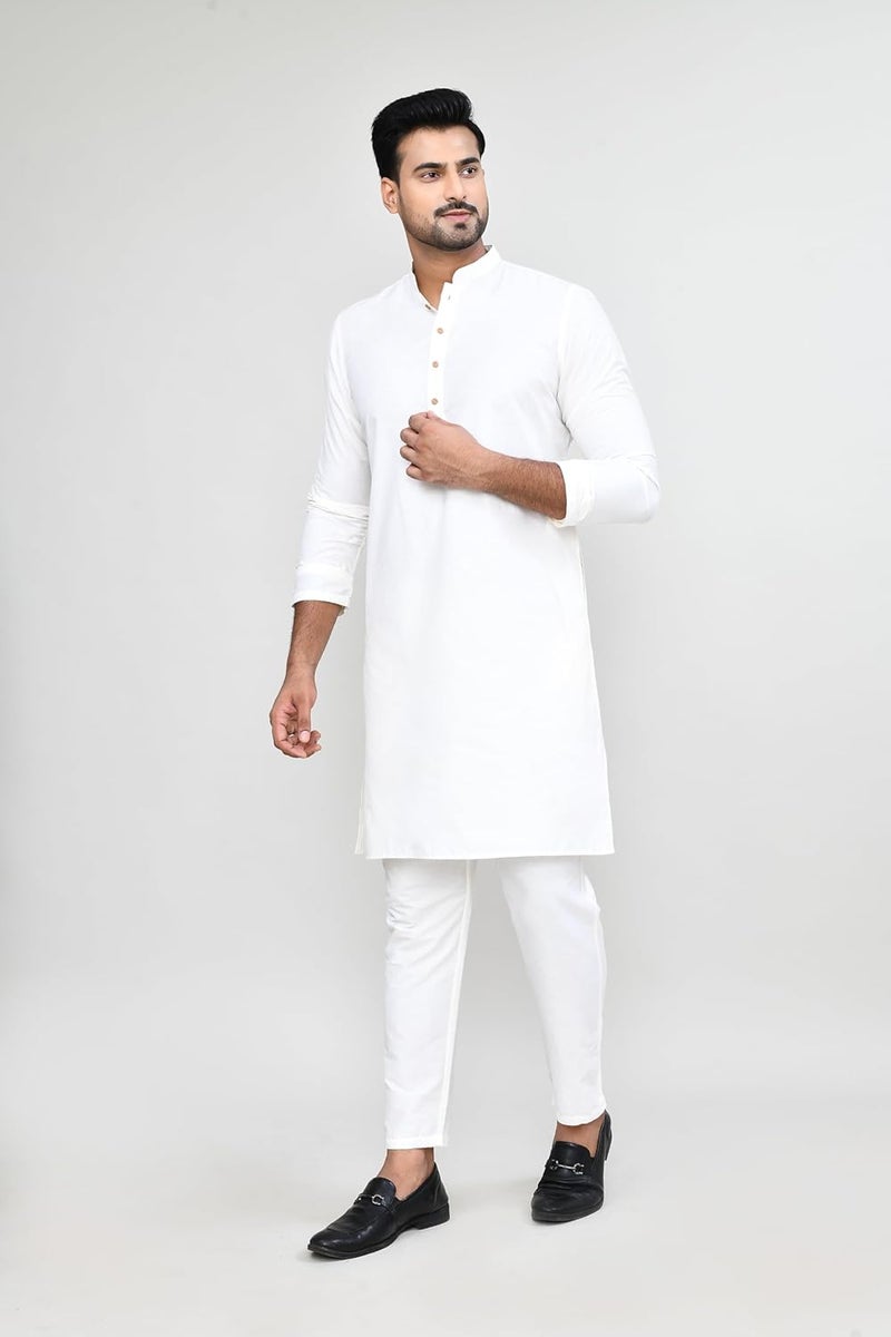 Polyfab Hathkargha Men's Cotton Regular Fit Kurta Pyjama Set with Mandarin Collar & Full Sleeves - Image 4