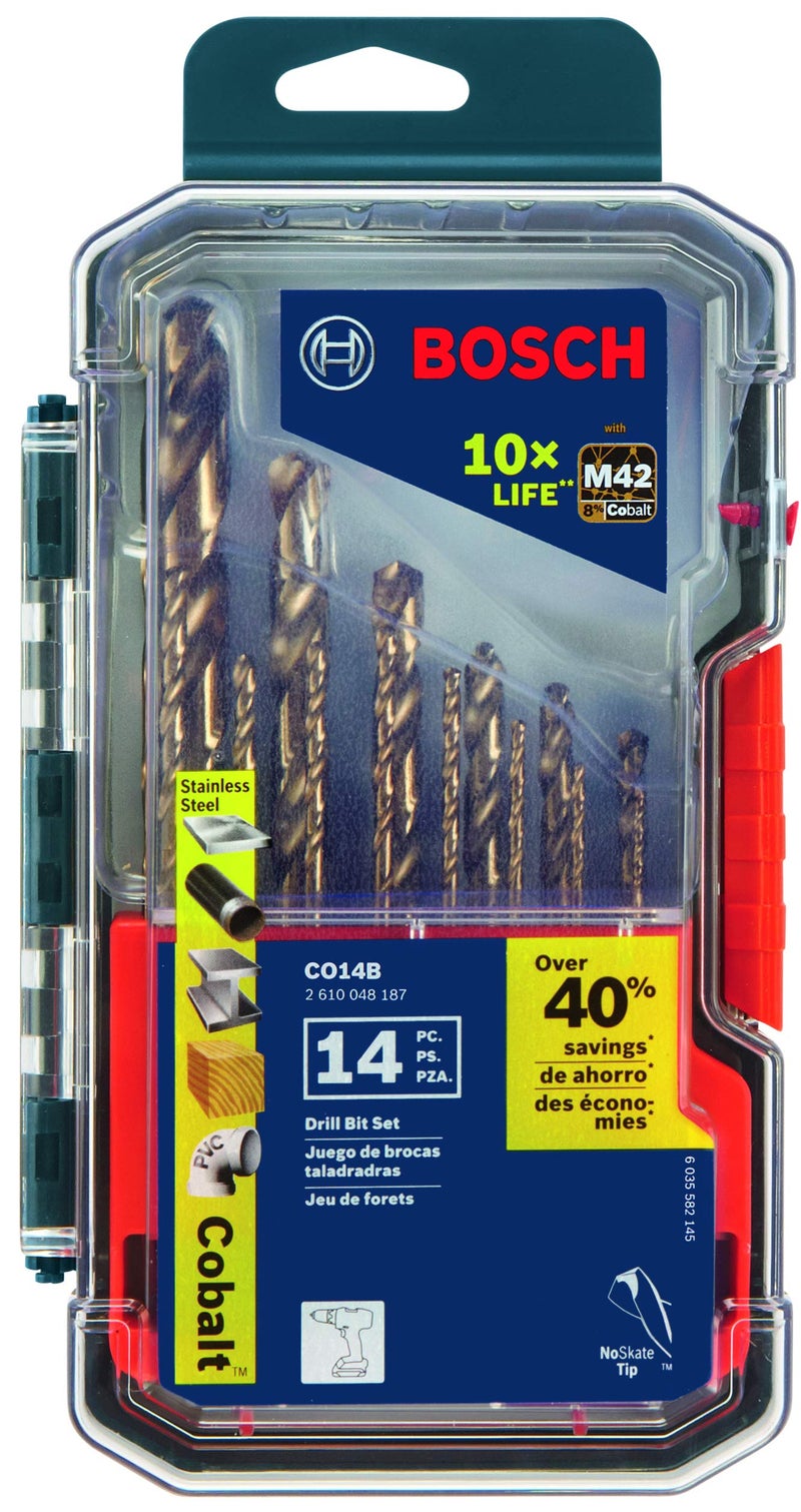 BOSCH CO14B 14Piece Assorted Set with Included Case Cobalt M42 Metal Drill Bits with ThreeFlat Shank for Drilling Applications in Stainless Steel Cast Iron Titanium and LightGauge Metal - Image 2