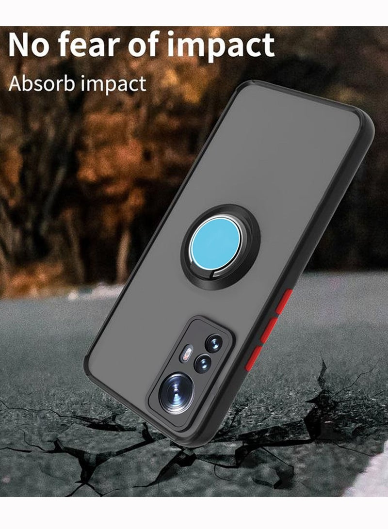 Wtech Silicone Smoky Translucent Matte Back Magnetic Ring Finger Case Cover For Xiaomi 12 Black - Image 5