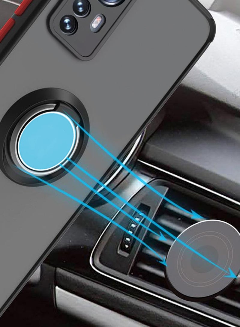 Wtech Silicone Smoky Translucent Matte Back Magnetic Ring Finger Case Cover For Xiaomi 12 Black - Image 4