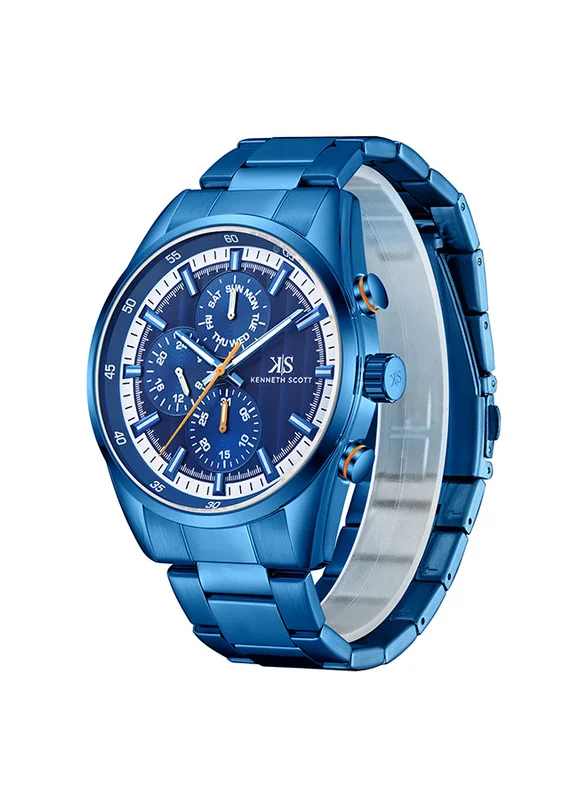KENNETH SCOTT Kenneth Scott K24117-NBNN Men's Multi Function Display Watch & Stainless Steel Strap Blue