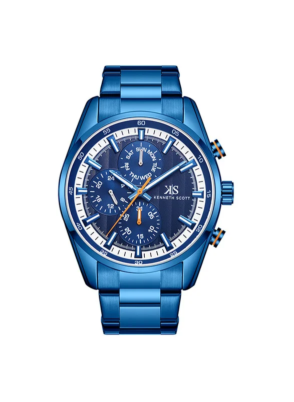 KENNETH SCOTT Kenneth Scott K24117-NBNN Men's Multi Function Display Watch & Stainless Steel Strap Blue