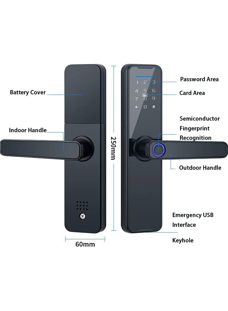 Electronic Fingerprint Door Lock, Unlock with Fingerprint, Code, Card, Key - Smart Digital Handle Lock for Tuya (4585 Mortise) - Image 3