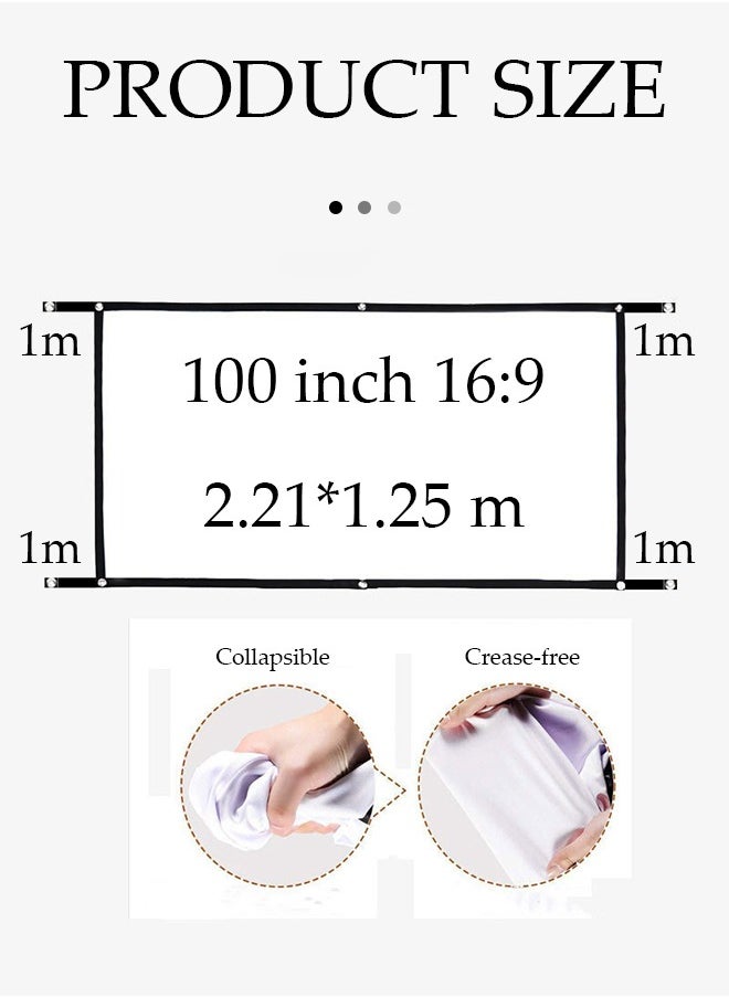 DUNISO Projector screen, outdoor high definition portable projector screen, polyester black edge soft screen, foldable, suitable for offices, outdoor，homes (16:9，2.21* 1.25m）  - Image 3