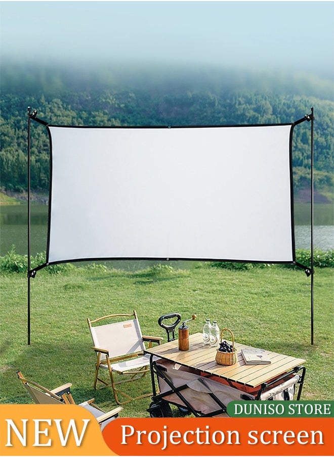DUNISO Projector screen, outdoor high definition portable projector screen, polyester black edge soft screen, foldable, suitable for offices, outdoor，homes (16:9，2.21* 1.25m）  - Image 1